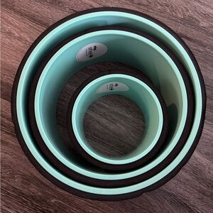 Set of Three Aqua and Black Yoga Wheels